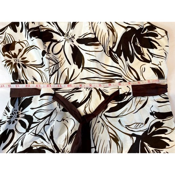 Dress Barn Women Floral Knee Length Dress Tie Waist Back Zip Brown White Size 10 - Picture 5 of 8